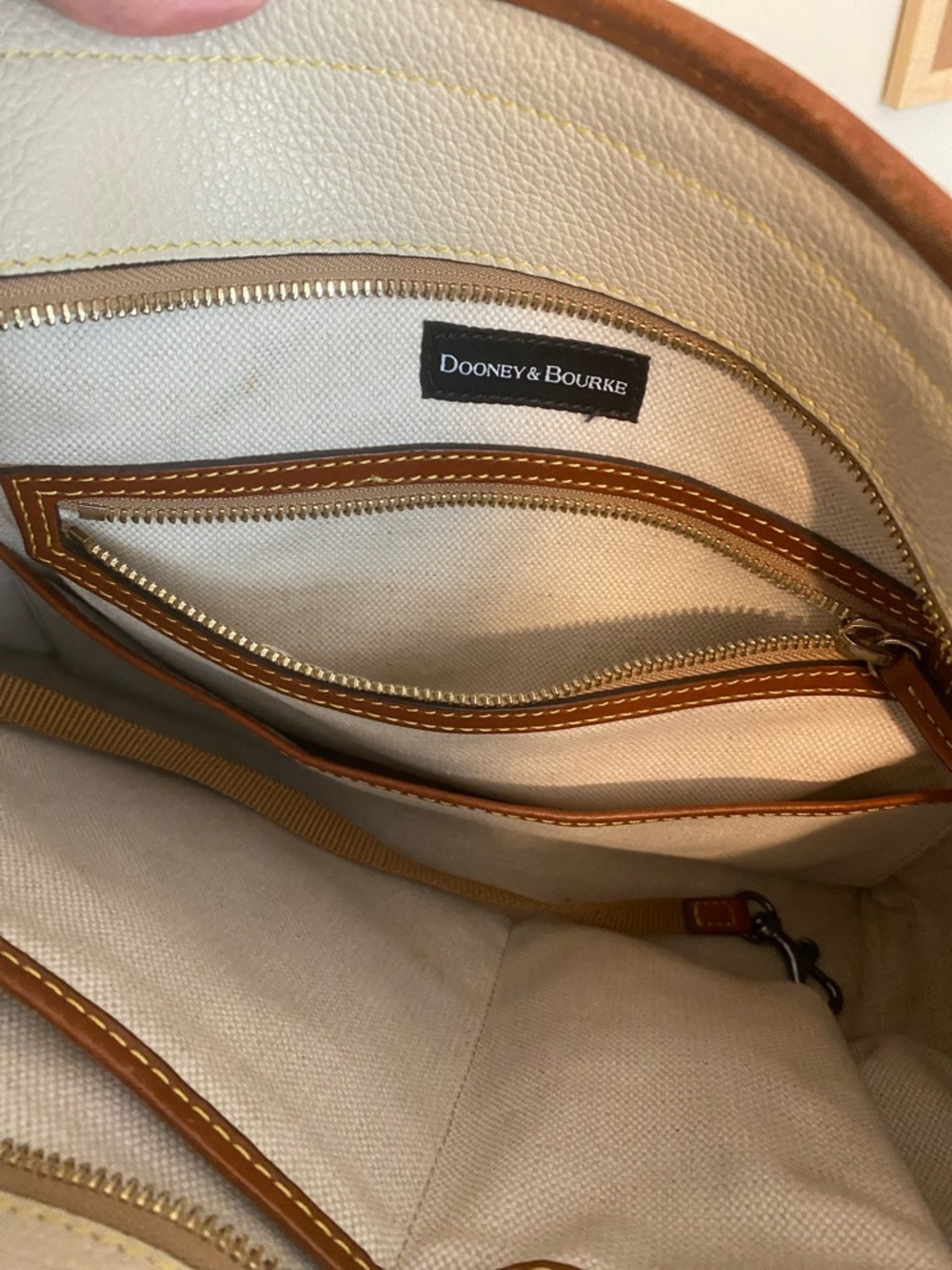 On Sale! Cream Tote Bag with Brown Trim - Classic Two-Tone Women's Handbag - Picture 7 of 7
